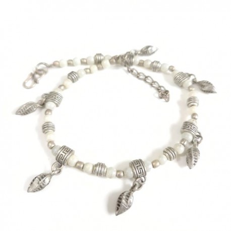 Chevillière indienne Perles Blanches