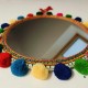 Miroir indien double face 20 cm ponpons