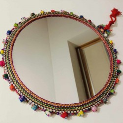 Miroir indien double face 25 cm perles