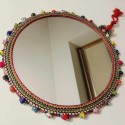 Miroir indien double face 25 cm perles