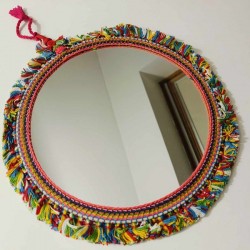 Miroir rond indien double face 25 cm Coton