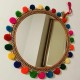 Miroir rond indien coton 25 cm Ponpons
