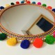 Miroir rond indien coton 25 cm Ponpons