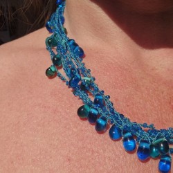 Collier Perles de verre Bleu Turquoise