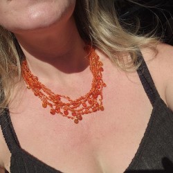 Collier Perles de verre Orange