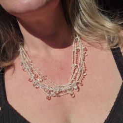Collier Perles de verre Blanche