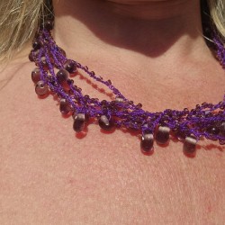 Collier Perles de verre Violet