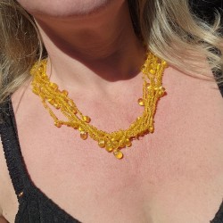 Collier Perles de verre Jaune