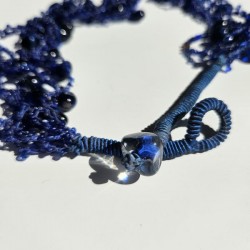 Collier Perles de verre Bleu Marine