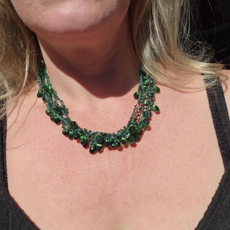 Collier Perles de verre Vertes
