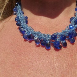 Collier Perles de verre Bleu Lagon