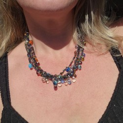 Collier Perles de verre Multicolore