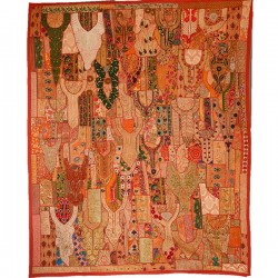 Grande Tapisserie Patchwork Ethnique Indien 205 x 250 cm