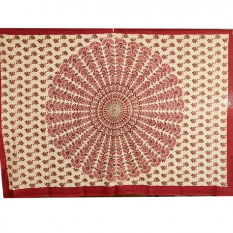 Tenture ou Nappe indienne Coton bordeau