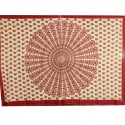 Tenture ou Nappe indienne Coton bordeau