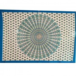 Tenture ou Nappe indienne Coton Bleu