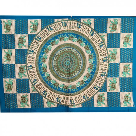 Nappe indienne ou Tenture Coton Bleu