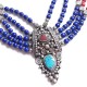 Collier indien perles rouges et bleues