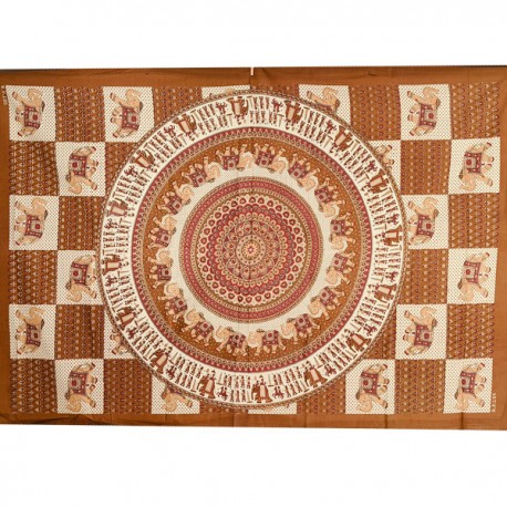 Nappe indienne ou Tenture Coton Marron