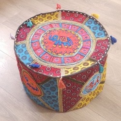 Housse de Pouf brodée éléphant