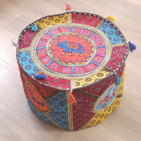Housse de Pouf brodée éléphant