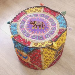 Housse de Pouf brodée éléphant