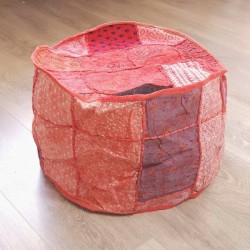 Pouf indien Patchwork Rouge