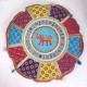 Housse Coussin rond Yoga Elephant Broderie et miroirs