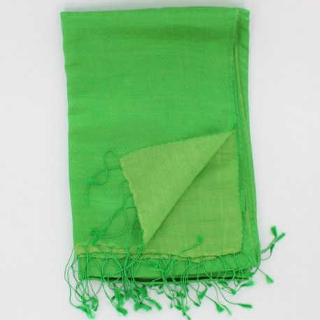 echarpe soie et laine verte