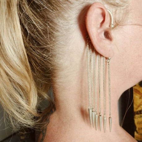 Bijou d'Oreille 'Earcuff' avec chaine argentée