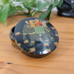 Boîte ronde en papier mâché artisanat Cachemire