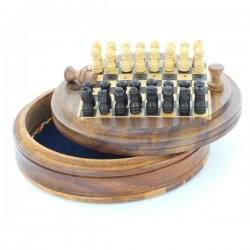 échiquier rond en bois