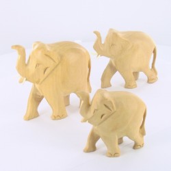 Statues indiennes Lot de 3 Eléphants en bois