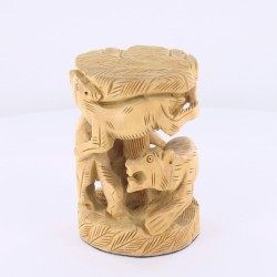 Statue en bois Animaux indiens ajourée